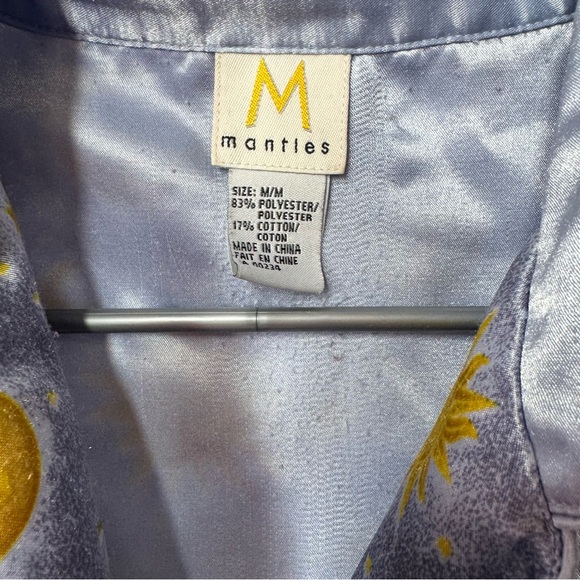 Mantles long sleeve silky satiny button up blue sun stars moon astrology sky π - Picture 8 of 8